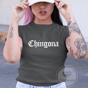 Chingona Dark Heather Grey Graphic Tshirt